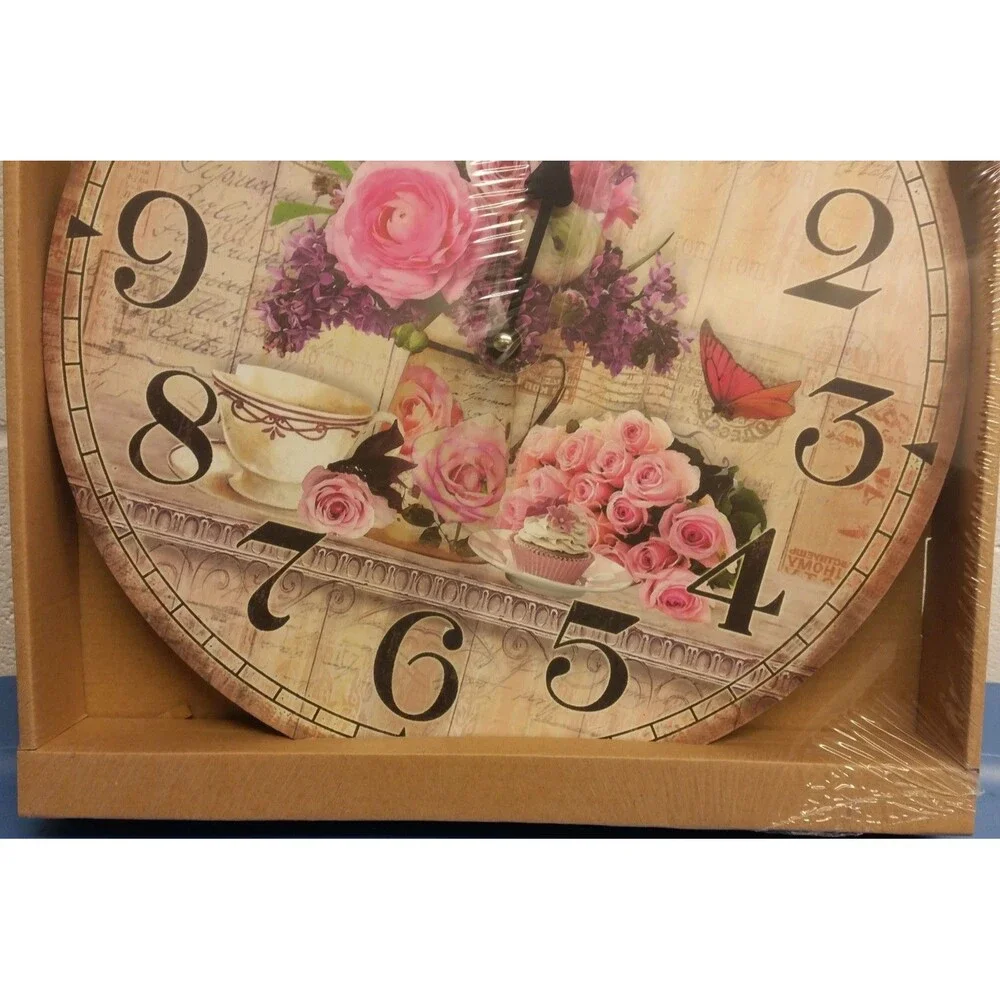 Round Wooden Kitchen Wall Decorative Clock, 12